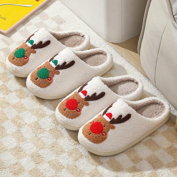 Christmas Reindeer Slippers – Warm Plush House Shoes