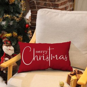 Christmas Cushion Cover – Gnome & Buffalo Check, 30 x 50 cm
