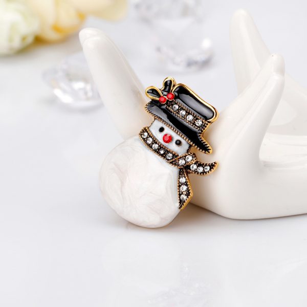 Christmas Snowman Brooch – Gold or Silver