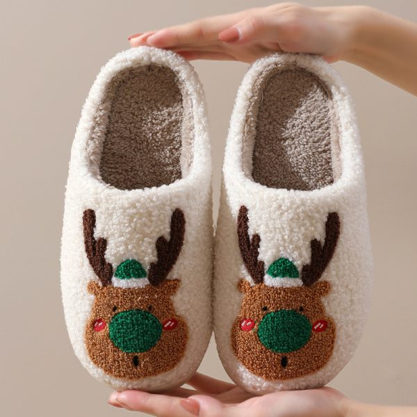 Christmas Reindeer Slippers – Warm Plush House Shoes