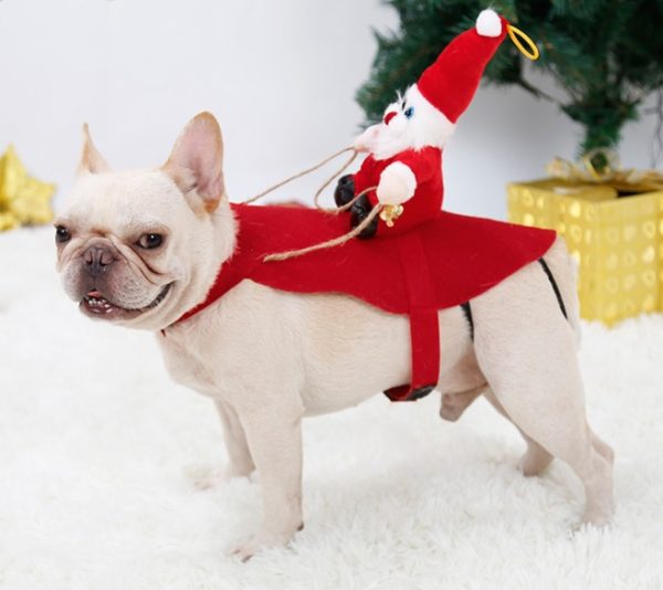 Christmas Dog Jumper – Santa Riding Reindeer Knit