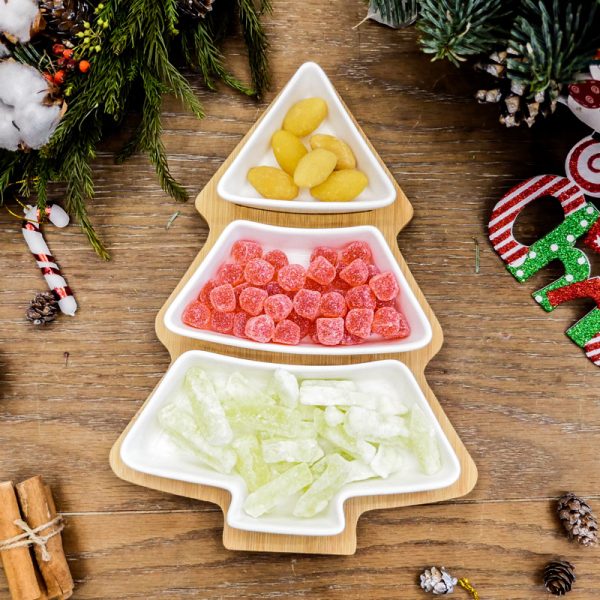 Christmas Tree Serving Platter β 4-Piece Set with Bamboo Stand