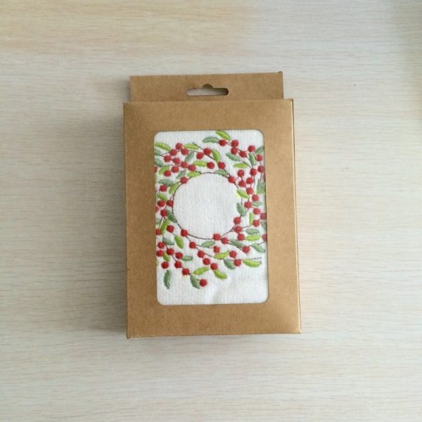 Christmas Embroidered Tea Towel – Cotton