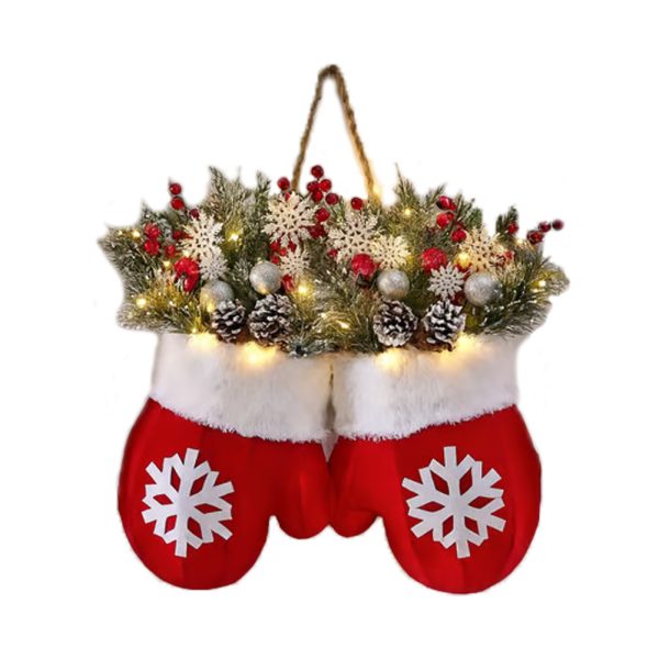 Christmas Glove Wreath – Door Decoration with Optional LED Lights
