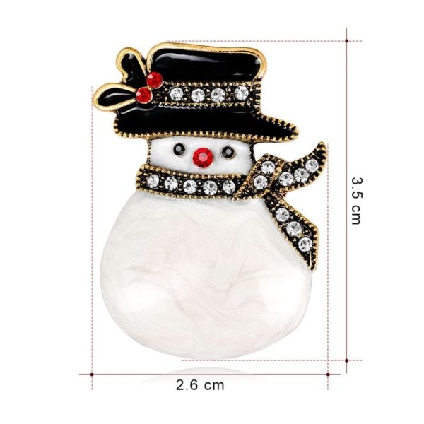 Christmas Snowman Brooch – Gold or Silver