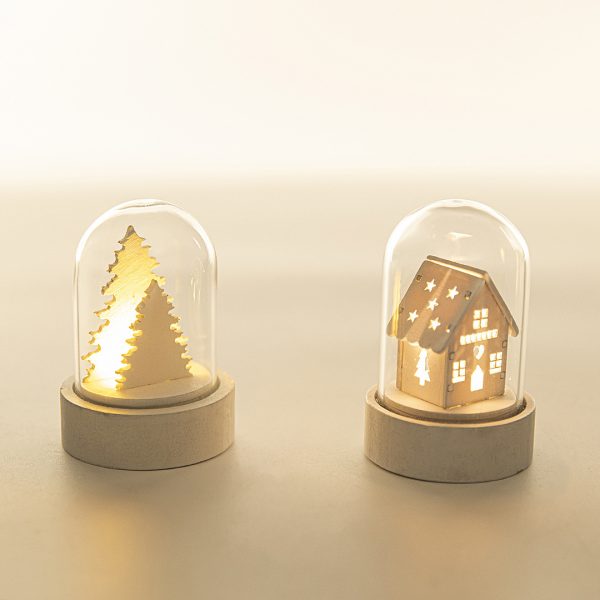 Light-Up Wooden Christmas House Ornament