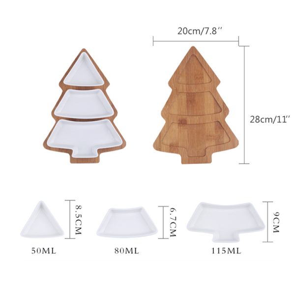 Christmas Tree Serving Platter β 4-Piece Set with Bamboo Stand