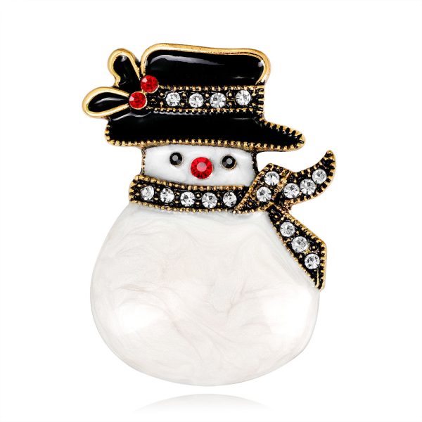 Christmas Snowman Brooch – Gold or Silver