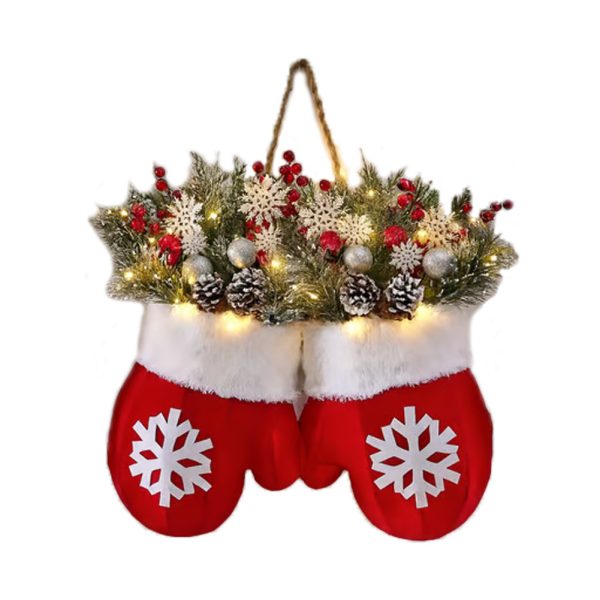 Christmas Glove Wreath – Door Decoration with Optional LED Lights