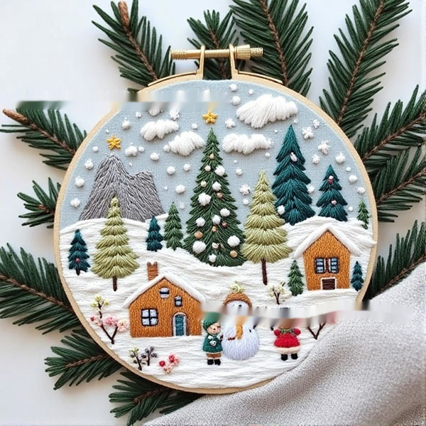 Christmas Embroidery Kit – DIY Cross Stitch Craft Set