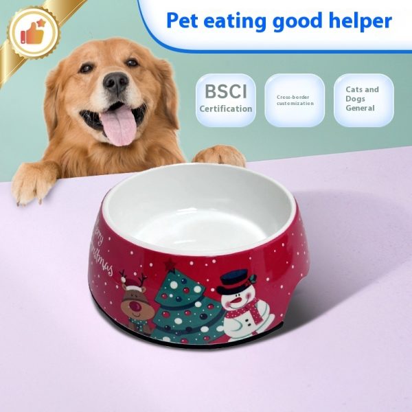 Christmas Dog Bowl – Stainless Steel Pet Bowl with Melamine Holder