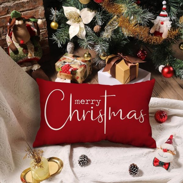 Christmas Cushion Cover – Gnome & Buffalo Check, 30 x 50 cm