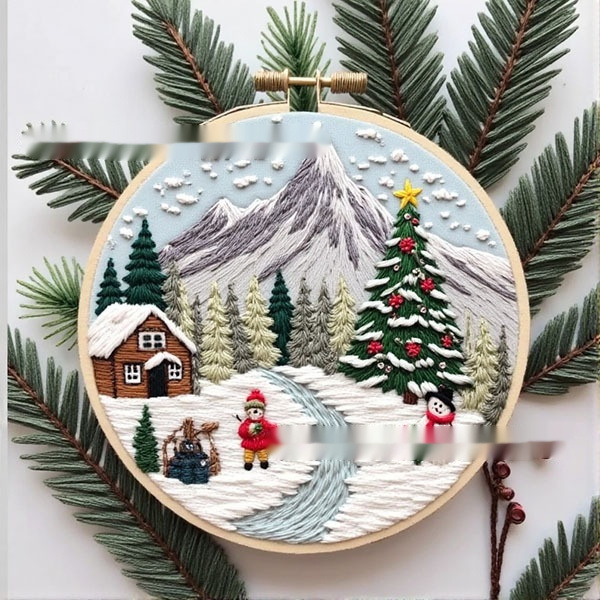 Christmas Embroidery Kit – DIY Cross Stitch Craft Set