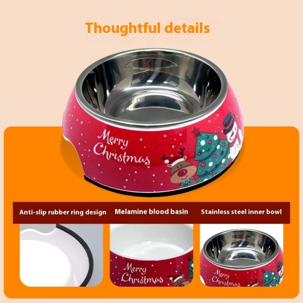 Christmas Dog Bowl – Stainless Steel Pet Bowl with Melamine Holder
