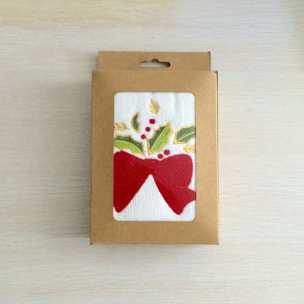 Christmas Embroidered Tea Towel – Cotton