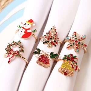 Christmas Napkin Rings – Tree, Snowflake & Bell Designs