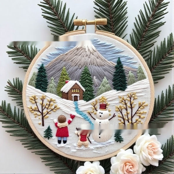 Christmas Embroidery Kit – DIY Cross Stitch Craft Set